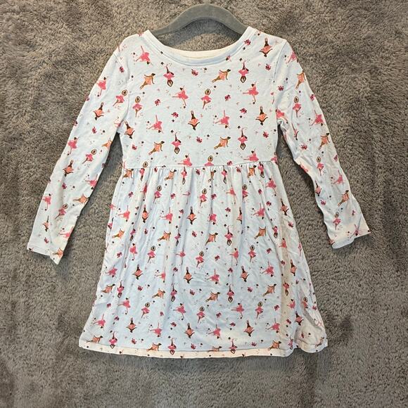 Old Navy Long Sleeve Ballet Ballerina Print Dress Girls Size 5T - Picture 1 of 6